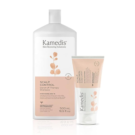 KAMEDIS Anti-Dandruff Therapy Shampoo 16.9 Fl Oz. & Botanical Moisturizer Over-Night Scalp Lotion 3.3 Fl Oz. - Remedy For Dry, Itchy, Flaky, Seborrheic Dermatitis and Sensitive Scalp