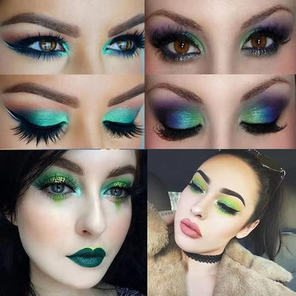 St Patricks Day16 Colors Green Glitter Matte Eyeshadow Makeup Palette,Forest Green Yellow Colorful Eye Shadow Plattet Highly Pigmented Dark Green Eyeshadow for Cosplay Halloween SFX