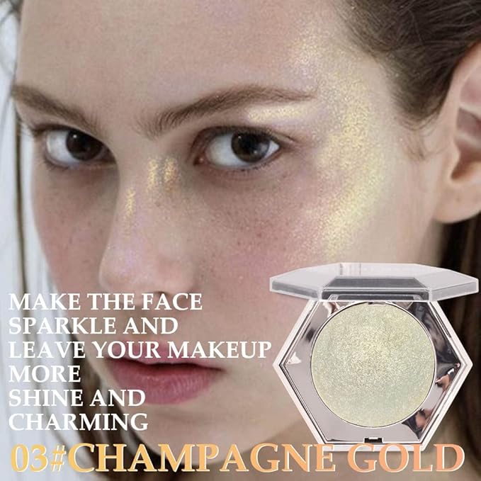 Shimmer Pearl Champagne Gold Highlighter Makeup Contour Palette,Face