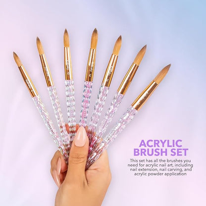 Kiara Sky Crystal Acrylic Kolinsky Nail Brush Clear, #20