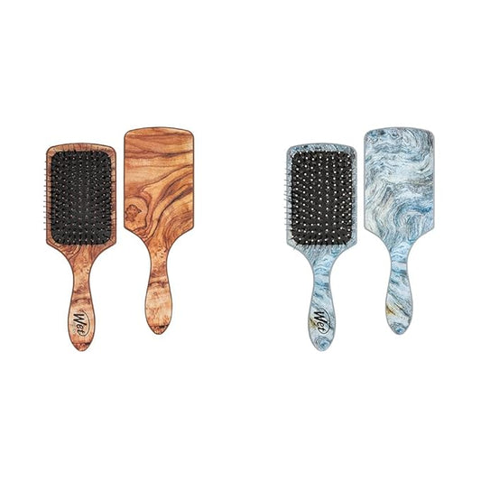 Wet Brush Paddle Hair Brush Traditional Wood Ultra-Soft IntelliFlex Detangling Bristles with Paddle Shine Enhancer Argan Oil Distressed Wood Pain-Free Hair Brush