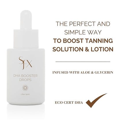 SunFX DHA Tanning Drops - Customizable Self-Tanning Drops for Lotions & Spray Tanning Solutions - Professional-Grade Formula for Natural, Streak-Free Glow - Vegan, Cruelty-Free, 1oz