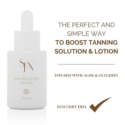 SunFX DHA Tanning Drops - Customizable Self-Tanning Drops for Lotions & Spray Tanning Solutions - Professional-Grade Formula for Natural, Streak-Free Glow - Vegan, Cruelty-Free, 1oz