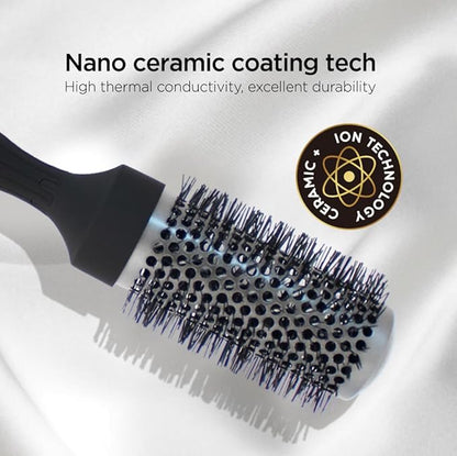 Professional Salon Round Brush with Ceramic Coating for Blow Drying - Salon Blowout Styling. Quick Styling and Voluminous Hair. (1.7 Inch)