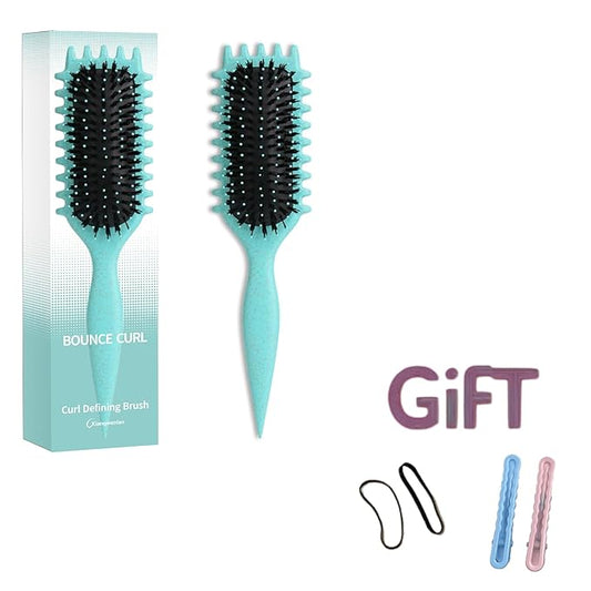green 1 piece curly hair brush and Curl Defining Brush for Detanging and Defining Curls for women and men.