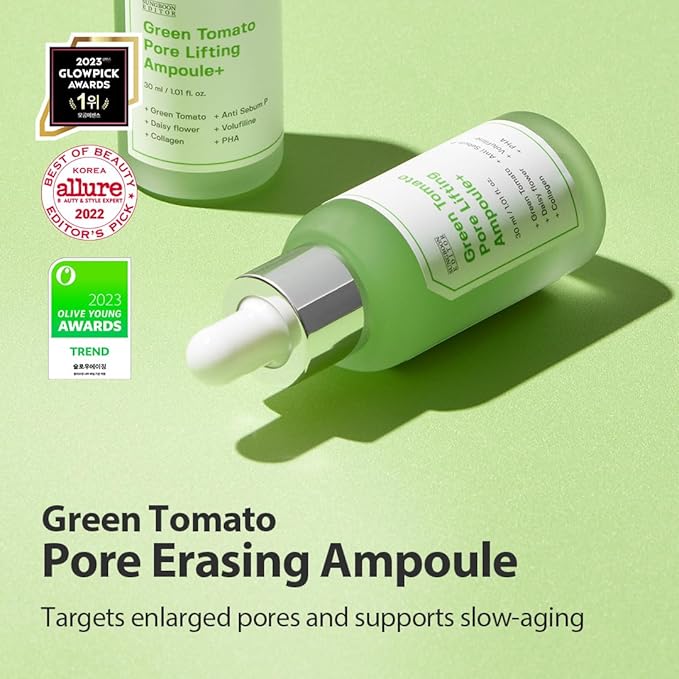 SUNGBOON EDITOR Green Tomato Pore Lifting Ampoule | Pore Minimizer Serum with Niacinamide & Green Tomato Extract | Hydrating & Firming Care for Sensitive Skin | Korean Skincare