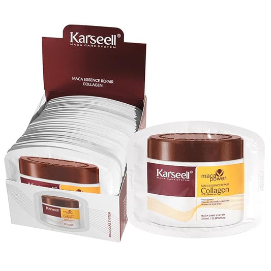 Karseell Collagen Hair Treatment Deep Repair Conditioning Argan Oil Collagen Hair Mask Essence for Dry Damaged Hair All Hair Types 25ml/ 0.34oz（24 packs