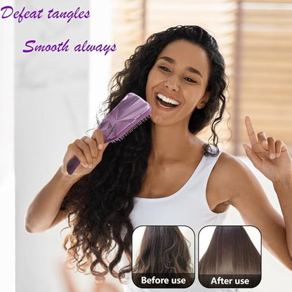 2 Pack Detangling Hair Brush for Women,Men & Kids-wet or dry hair-Eliminates Knots & Reduces Breakage - Detangler Hairbrush for all Hair Types (Purple + Light Pink)