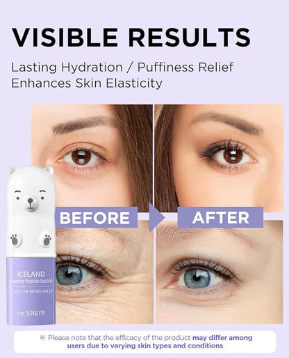 THESAEM Iceland Hydrating Peptide Eye Stick 0.24oz - Elasticity, Cooling, Moisturizing Eye Balm for Loose Skin – Under Eye Treatment - Balm to Smooth Skin Texture - Daisy Flower Scent, 2 Pack