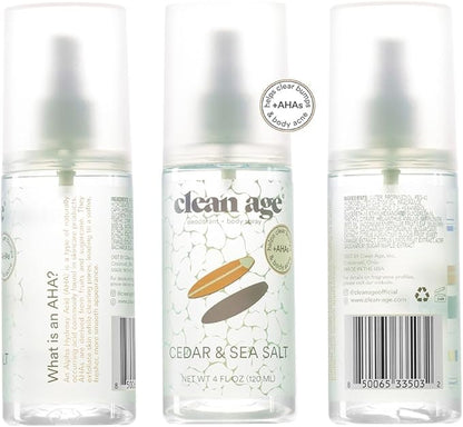 Aluminum Free Deodorant & Body Spray for Whole Body - Cedar 4oz (2 Pack) Clean Deodorant and Body Spray for Teen Boys and Girls - With AHA For Body Acne - Body Spray for Teens Formula