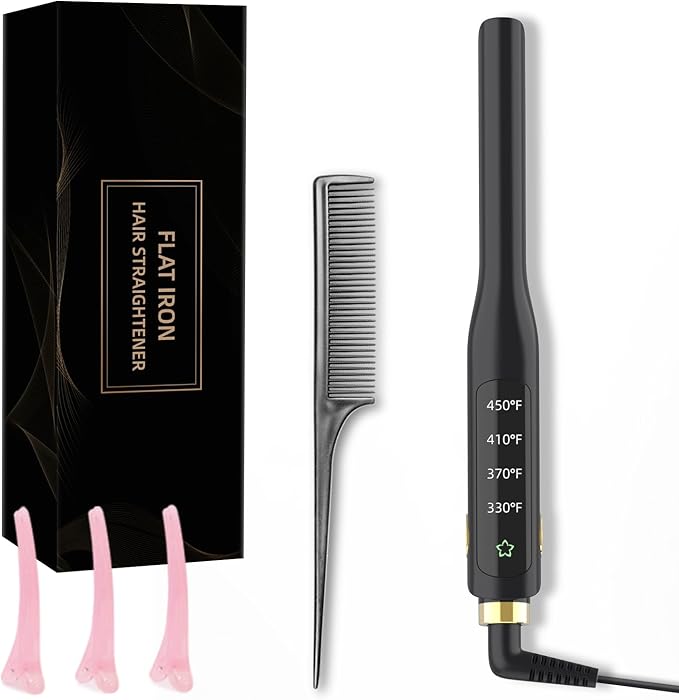 Small Flat Iron, 1/2 Inch Flat Iron for Short Hair Straightener and Curler 2 in 1, Ceramic Ionic Floating Plates for Less Frizz, 10s Quick Heat Up, Straightener for All Hair Types(Black)