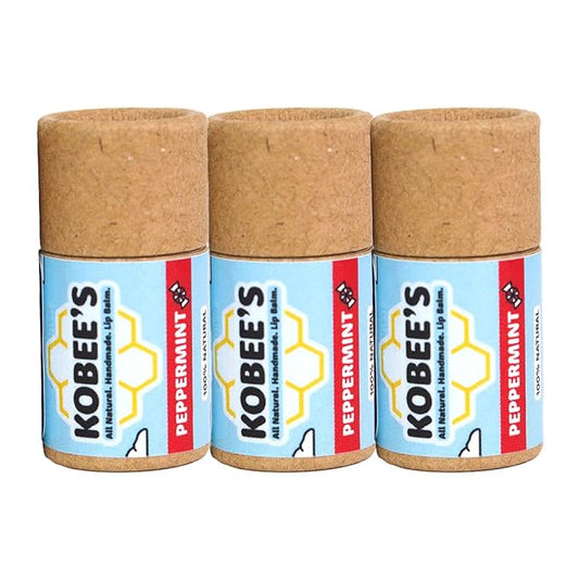 3 pack - Kobeesco Lip Balm, Lip Moisturizer, Lip Cure, Lip Balm, Chapstick (Peppermint)