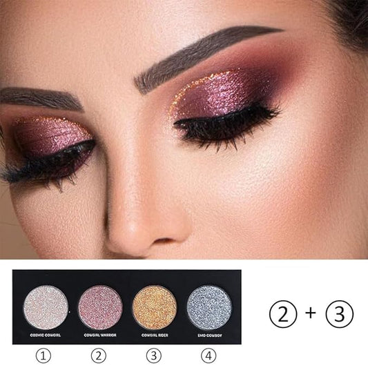 4 Colors Highlight Silver Gold Eyeshadow Palette, SHANY