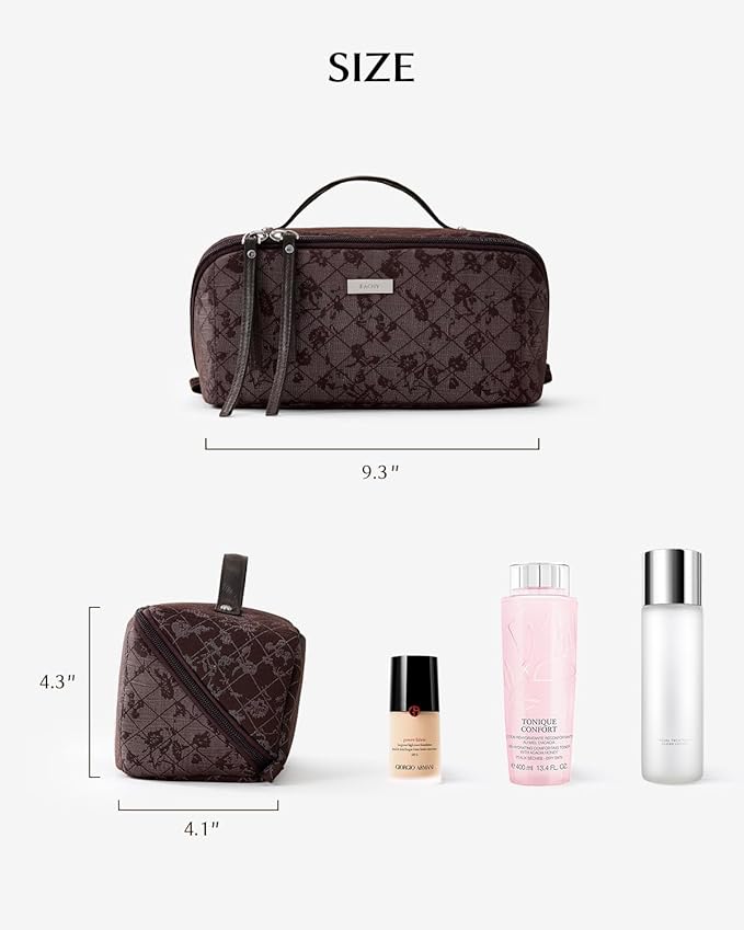EACHY Travel Makeup Bag,Large Capacity Cosmetic Bags for Women,Waterproof Portable Pouch Open Flat Toiletry Bag Make up Organizer with Divider and Handle