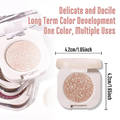 Glitter Shimmer Sparkle Eyeshadow Palette Makeup for Green Blue Eyes, Light Brown Glitter Shimmer Metallic Holographic Multichrome Cream Iridescent Single Monochrome Eye Shadow Makeup