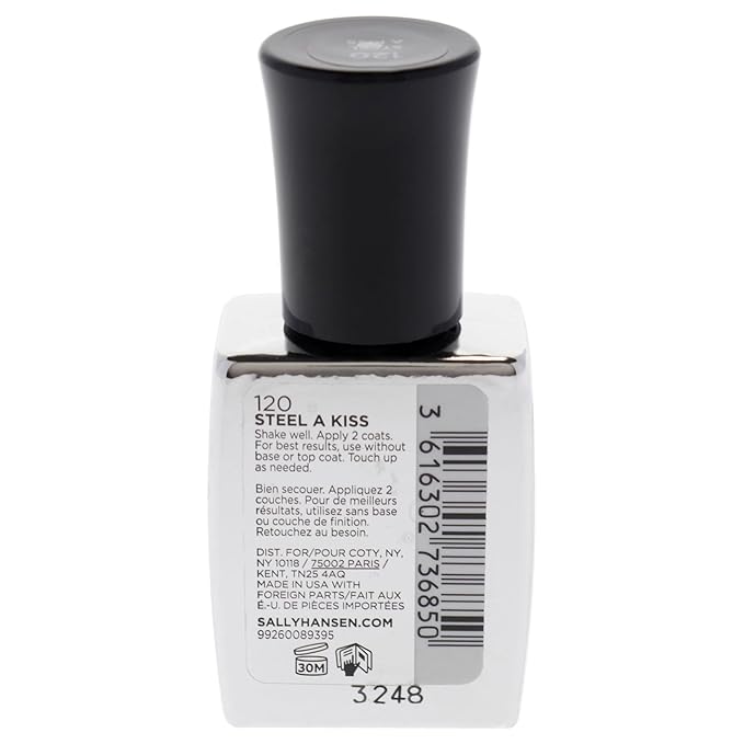 Sally Hansen Color Foil, Steel A Kiss, Long Lasting, Opaque, Shimmery Silver Nail Polish