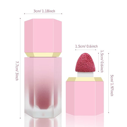 Liquid Blush for Cheeks, Soft Cream Blush with Cushion Applicator, Dewy Finish Matte Velvet Texture, High-Pigmented Blendable, Long-Wearing Rubor Makeup | #07 ELEGANT-Deep Rose