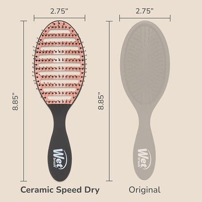 Wet Brush Ceramic Speed Dry Hair Brush, Black - Vented Design & Soft HeatFlex Bristles Are Blow Dry Safe - Ergonomic Handle Manages Tangles - Pain-Free Hair Accessories