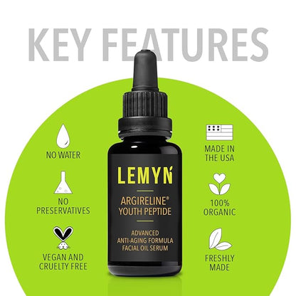 Argireline Youth Peptide Face Oil Serum | Anti-Aging, Hydrating, and Firming | Freshly Made Skincare | 15ml