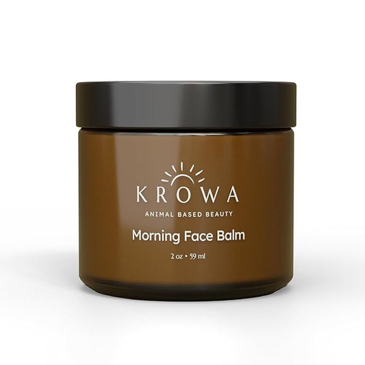 Morning Face Balm - Clean Grass Fed Tallow Balm w/Essential Oils + Collagen Peptides - Nourishing, Soothing, Hydrating and Adds Vitality to Skin. Deeply Renews. No Phthalates or Preservatives.