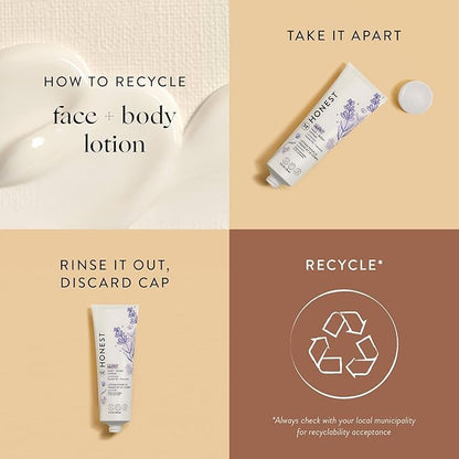 The Honest Company Hydrating Face + Body Lotion | Fast Absorbing, Naturally Derived, Hypoallergenic | Lavender Calm, 8.5 fl oz