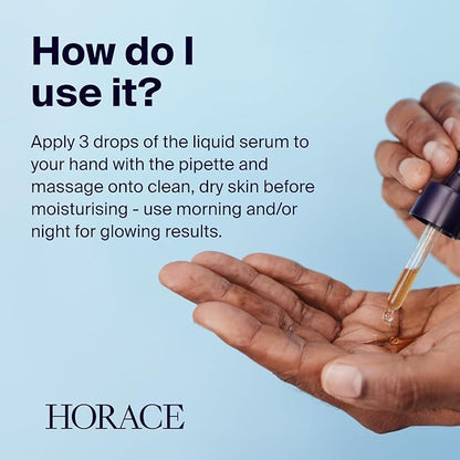 HORACE Vitamin C + Glycolic Acid Face Serum for Men – Brightening Facial Treatment for Dull Skin, Radiance Boost, and Even Complexion – Skincare for All Skin Types – Unscented, 30ml
