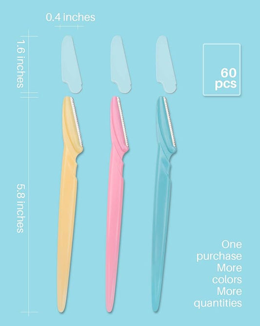 MoHern Dermaplane Razor, 60 Pcs Face Razors for Women and Men, Multipurpose Eyebrow Razor, Dermaplaning Tool for Face Multi-Color