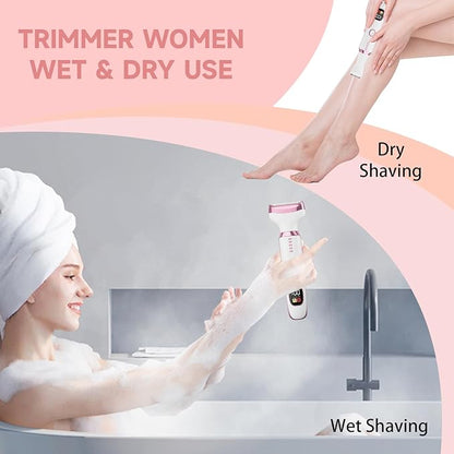 Electric Razor Shavers for Women 5 in 1 Electric Shaver for Women,Cordless Replaceable Facial Eyebrow Razors & Nose Hair Trimmer, Wet Dry Bikini Trimmer Pubic Hair Removal Gifts for Womens 3028A White