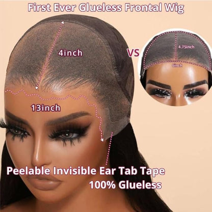 Beauty Forever Pre-Everything Glueless Frontal Wig 13x4 Reddish Brown Curly Pre Cut Lace Front Wigs Bye Bye Knots Put on and Go HD Lace Human Hair Wig Pre-Bleached Knots 150% Density 16 Inch