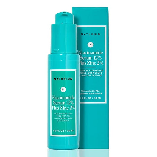 Naturium Niacinamide Face Serum 12% Plus Zinc 2%, Anti-Aging, Pore Minimizer & Dark Spot Corrector with Hyaluronic Acid & Vitamin E, Vegan & Cruelty-Free, 1 oz