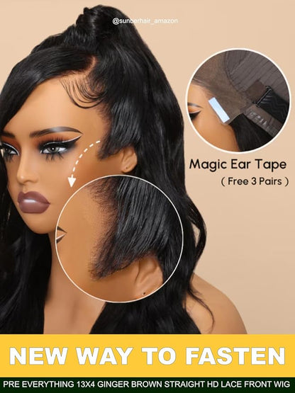 Sunber Curly Human Hair Lace Front Wig Put On and Go Bye Bye Knots Highlight Honey Blonde Curly 13x4 Lace Front Pre Cut Lace With Baby Hair 180% Density No Glue 3S Wear and Go 18Inch Beginner Friendly