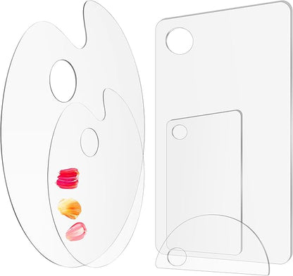 5PCS Acrylic Paint Palette Clear Paint Pallet,Transparent Non-Stick