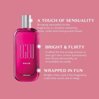O Boticário Egeo Dolce Eau de Toilette, Girls Long Lasting Perfume, Sweet & Fruity Perfumes for Women, 3 Ounce