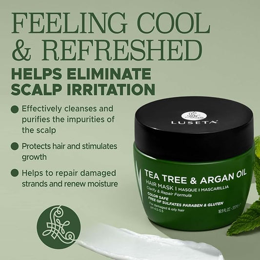 Luseta Tea Tree Oil Hair Mask 16.9 oz Hydrating & Moisturizing Treatment Soothing for Itchy Scalps and Dandruff