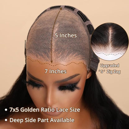 Beauty Forever Bye Bye Knots 7X5 Pre Cut Lace Put on and Go Wig Jerry Curly Reddish Brown Lace Front Wigs, Auburn Brown Glueless Human Hair Wigs 180% Density 20 Inch