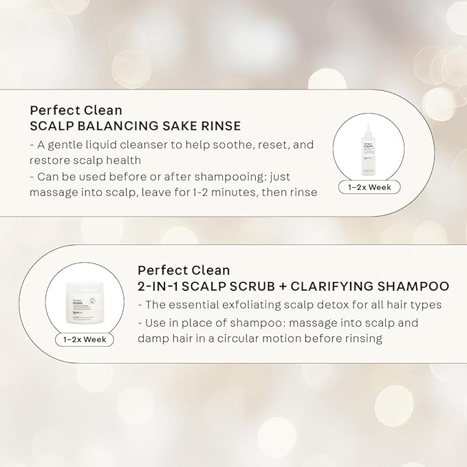 NATURELAB. TOKYO Perfect Clean Clarifying Scalp Scrub 2-in-1 Shampoo and Scalp Scrub Hair Treatment (8.1 oz) & Perfect Clean Scalp Balancing Sake Rinse (7 oz)