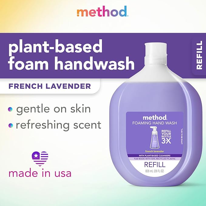 Method Foaming Hand Soap, Refill, French Lavender, 28 Ounce, 1 pack