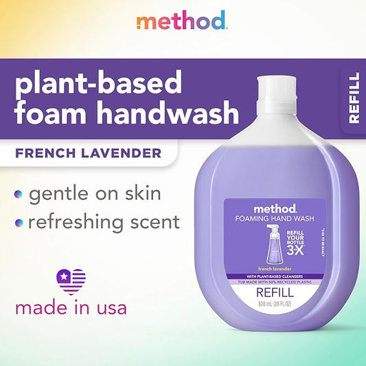 Method Foaming Hand Soap, Refill, French Lavender, 28 Ounce, 1 pack