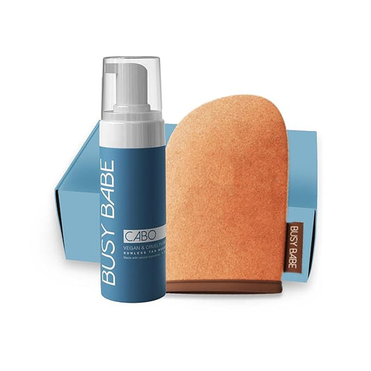 CABO Tanning Mousse Self Tanner With Mitt - Achieve a Gorgeous, Flawless Tan, Sun-Kissed Glow for All Skin Types and Tones, Sunless Tanning Mousse for Undertone (DARK BRONZE 200ml)