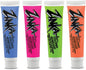 Zinka Colored Sunblock Zinc Waterproof Nosecoat 4 Pack Bundle of 0.6oz Tubes - Blue, Pink, Green, Orange