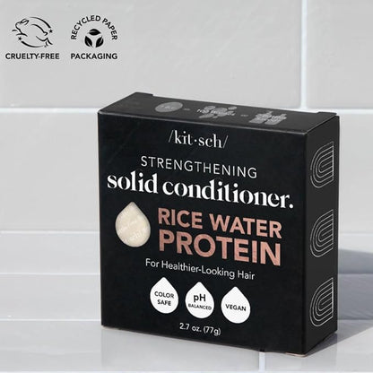 Kitsch Rice Water Hair Conditioner Bar - Soap Bar for Hair Care - Conditioner for Women and Men - Moisturizing & Strengthening for All Hair Types - Sulfate-Free, Paraben-Free - Made in USA - 2.7oz