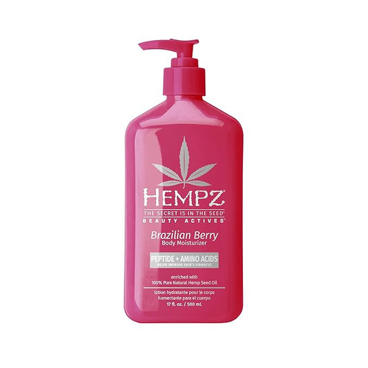 Hempz Brazilian Berry Beauty Actives Lotion, Hydrating Moisturizer for Body, Hands and Feet 17 oz.