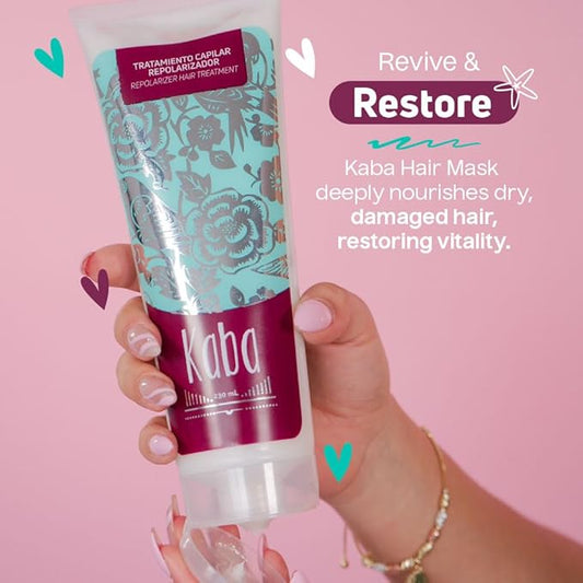 Kaba Hair Treatment Mask for Dry Damaged Hair, Made With Natural Extracts, Promotes Growth, Deep Conditioning, Restores Vitality & Frizz Control, 7.8 Oz