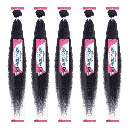 Mayde Beauty Bloom Bundle Weaving WET & CURLY 001 36" (5 Pack, 1B Off Black)