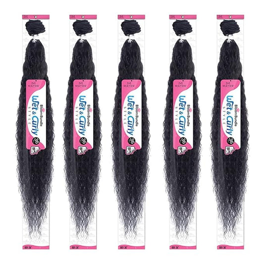 Mayde Beauty Bloom Bundle Weaving WET & CURLY 001 36" (5 Pack, 1B Off Black)