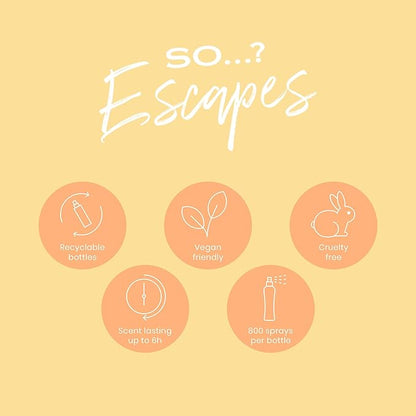 So...? Escapes Body Mist Set - Perfumes for Women - Everyday Body Spray for Women - Vegan, Cruelty Free Fragrances - Travel Size Gift Set - 6 pcs