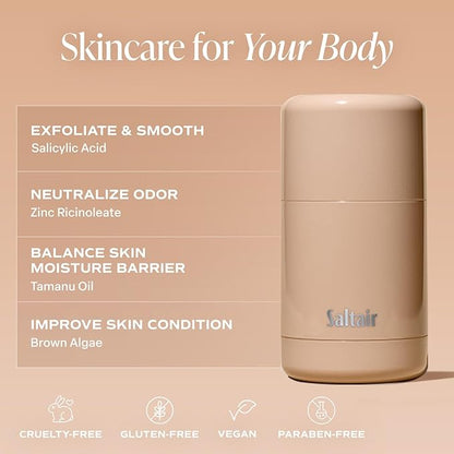 Saltair Skincare Deodorant - Aluminum-Free Deodorant for Women with Long Lasting Odor Protection Zinc and BHA. Refillable Stick, Suitable for Sensitive Skin, 2 Pack Santal Bloom Scent