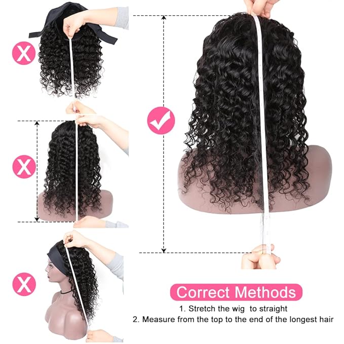 #99J Burgundy Headband Wig Human Hair Deep Wave Wigs for Black Women 150% Density None Lace Front Machine Made Brazilian Virgin Red Wine Deep Wave Headband Wig Human Hair 14 Inch…
