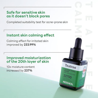 Mediheal Teatree Calming Serum 1.35 fl.oz - Skin Calming and Sebum Care & Deep Moisturization - with Hyaluronic Acid