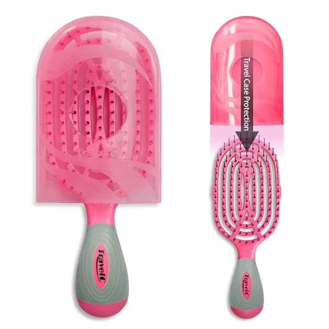 NuWay U.S. Patented Vented TravelC for All Hair Types is Hair Dryer Safe (Hot Pink)